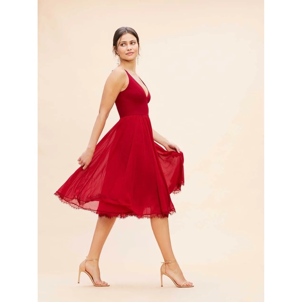 Dress The Population Garnet Red Alicia Midi Dress